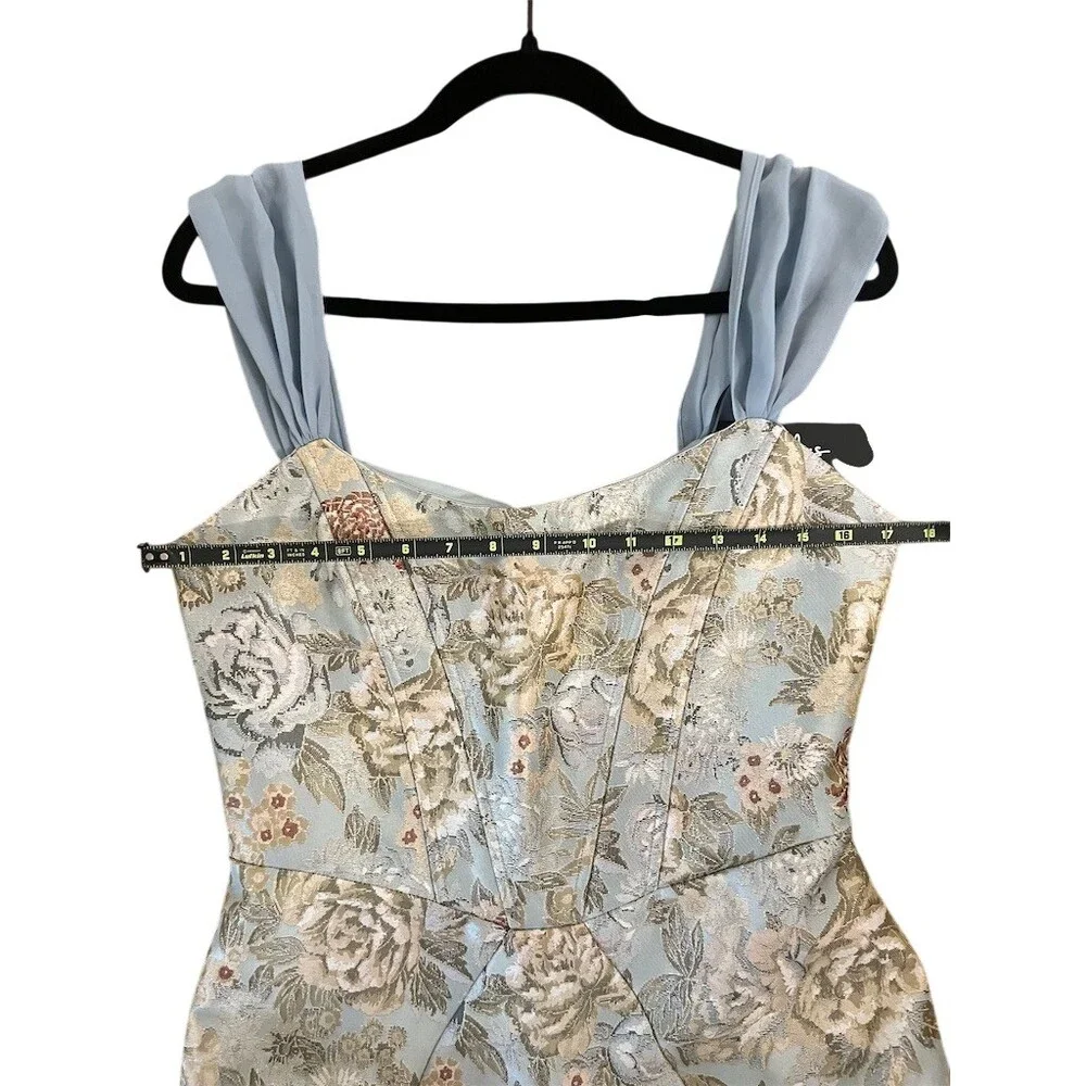 Lulus Dress Womens Size L Blue Floral Bustier Corset Square Neck Mini - Picture 6 of 9
